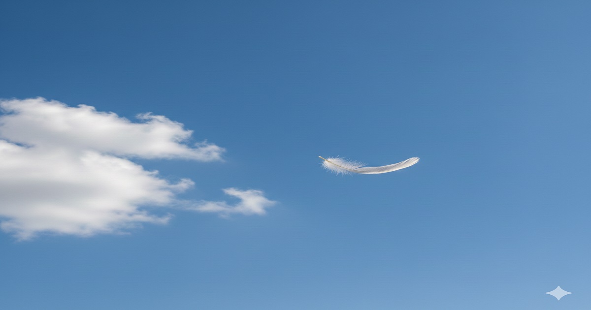 Soin Access Bars à Garat ou à domicile Angoulême : une plume dans le ciel pour illustrer le lâcher-prise et la fin du stress. à Garat, près d'Angoulême