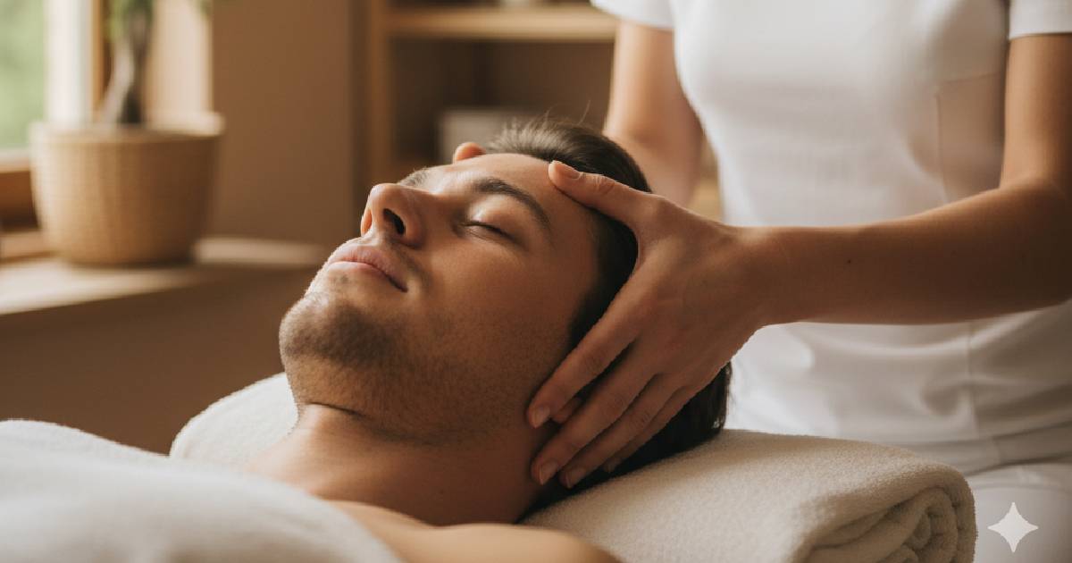 praticienne exrcant un massage cranien pour un lacher prise efficace